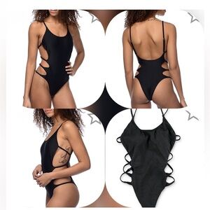 NWOT Byrds of Paradise Cut out bathing suit‎ black XS